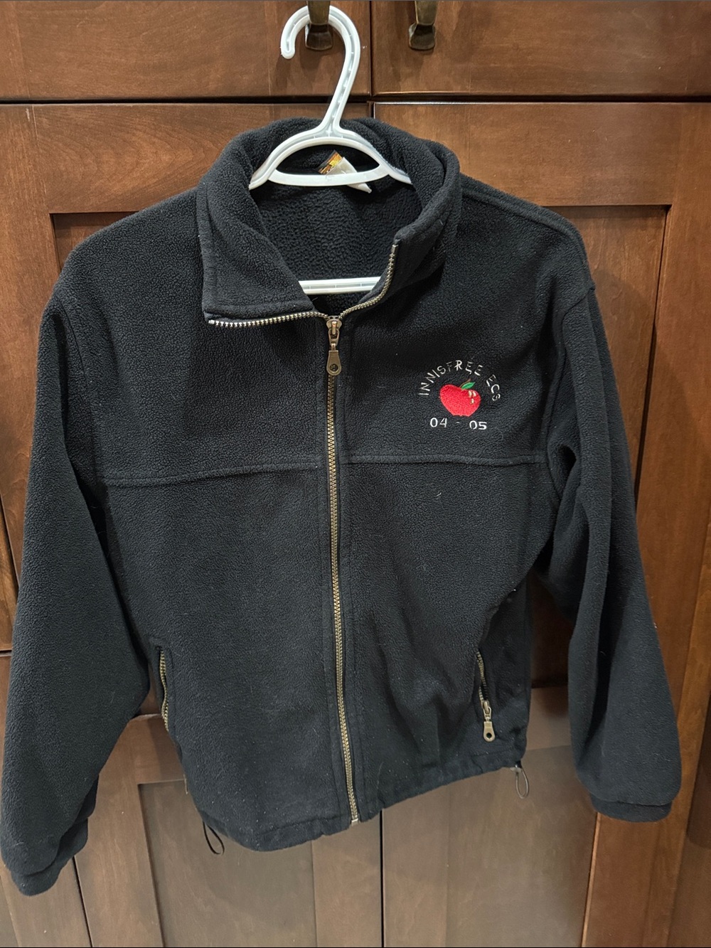 Matix Black Fleece Zip Jacket with Red Apple Embroidery